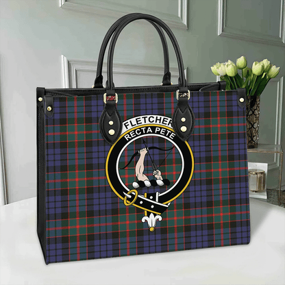 Fletcher of Dunans Tartan Crest Leather Bag