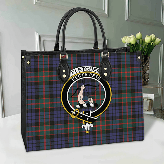 Fletcher of Dunans Tartan Crest Leather Bag