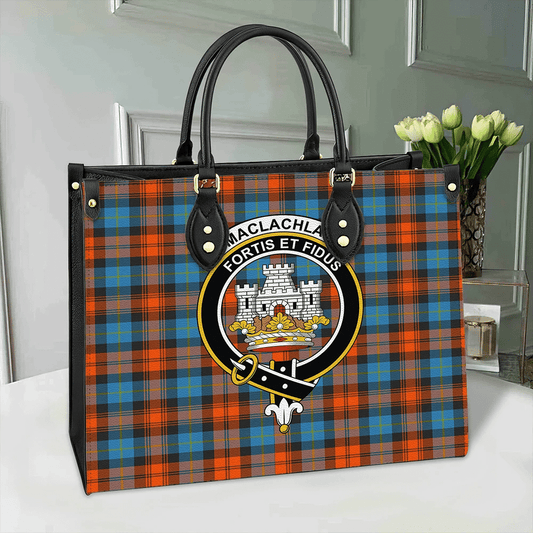 MacLachlan Ancient Tartan Crest Leather Bag