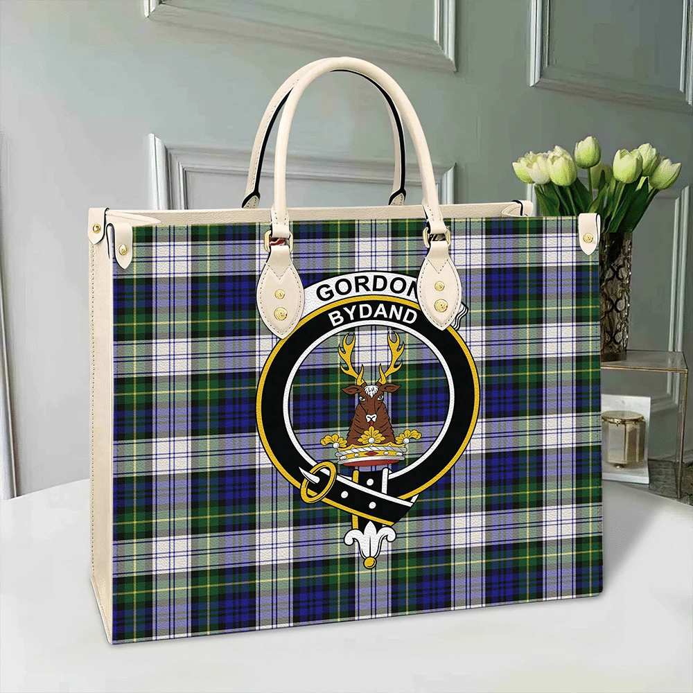 Gordon Dress Modern Tartan Crest Leather Bag