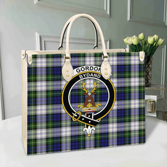 Gordon Dress Modern Tartan Crest Leather Bag