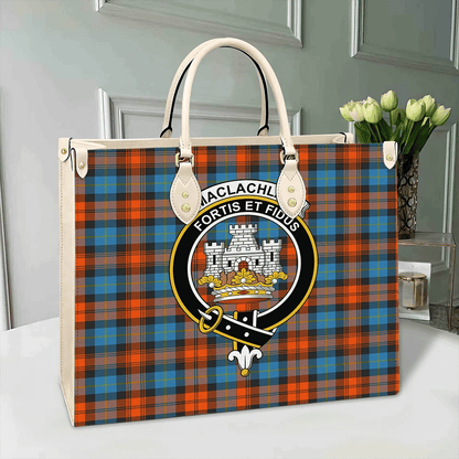 MacLachlan Ancient Tartan Crest Leather Bag