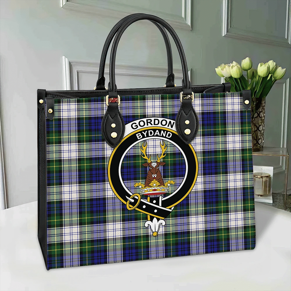 Gordon Dress Modern Tartan Crest Leather Bag