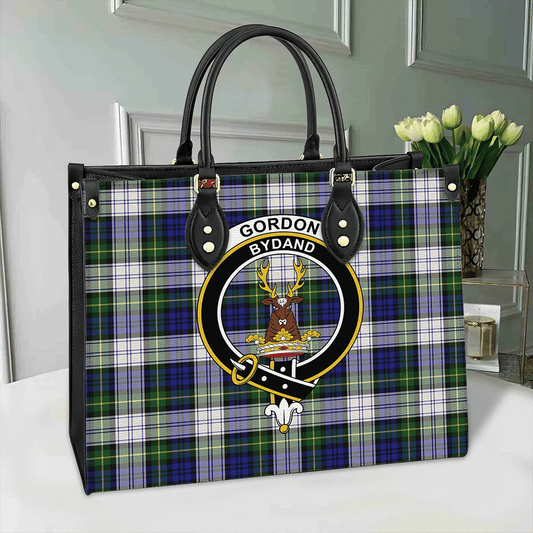 Gordon Dress Modern Tartan Crest Leather Bag