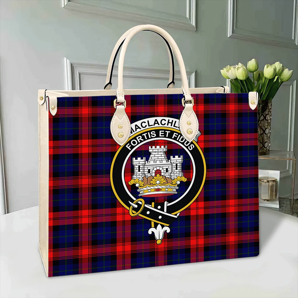 MacLachlan Modern Tartan Crest Leather Bag