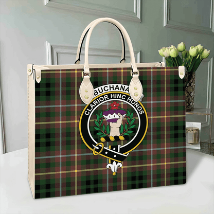 Buchanan Hunting Tartan Crest Leather Bag