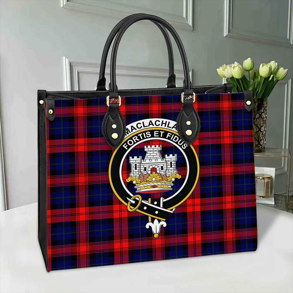 MacLachlan Modern Tartan Crest Leather Bag