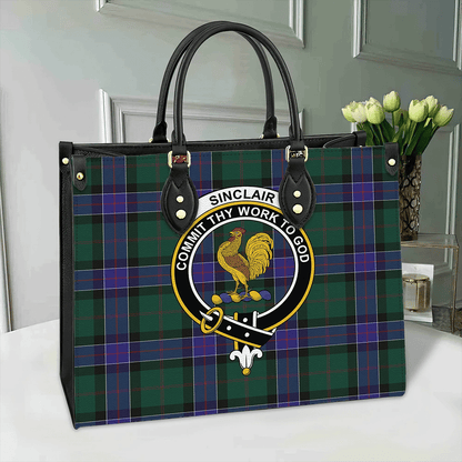 Sinclair Hunting Modern Tartan Crest Leather Bag