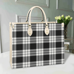 MacFarlane Black & White Tartan Leather Bag