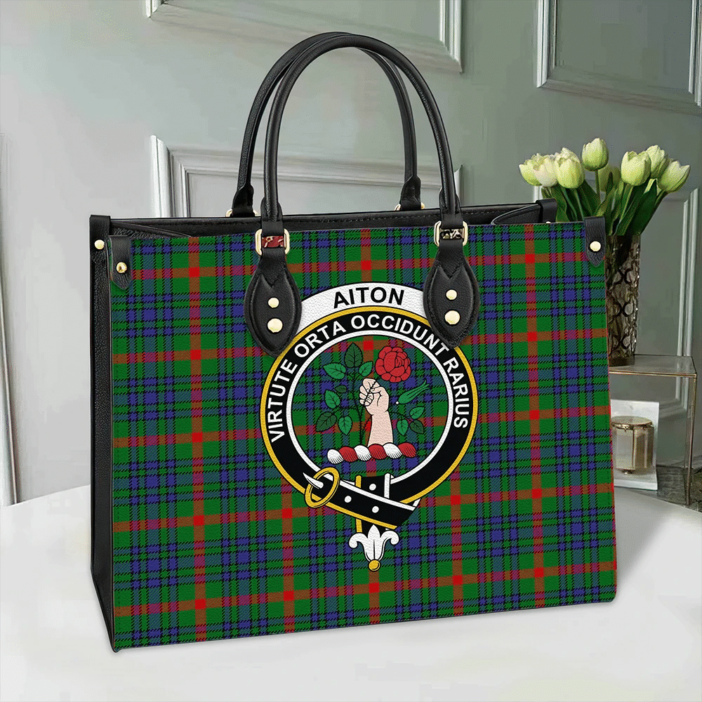 Aiton Tartan Crest Leather Bag