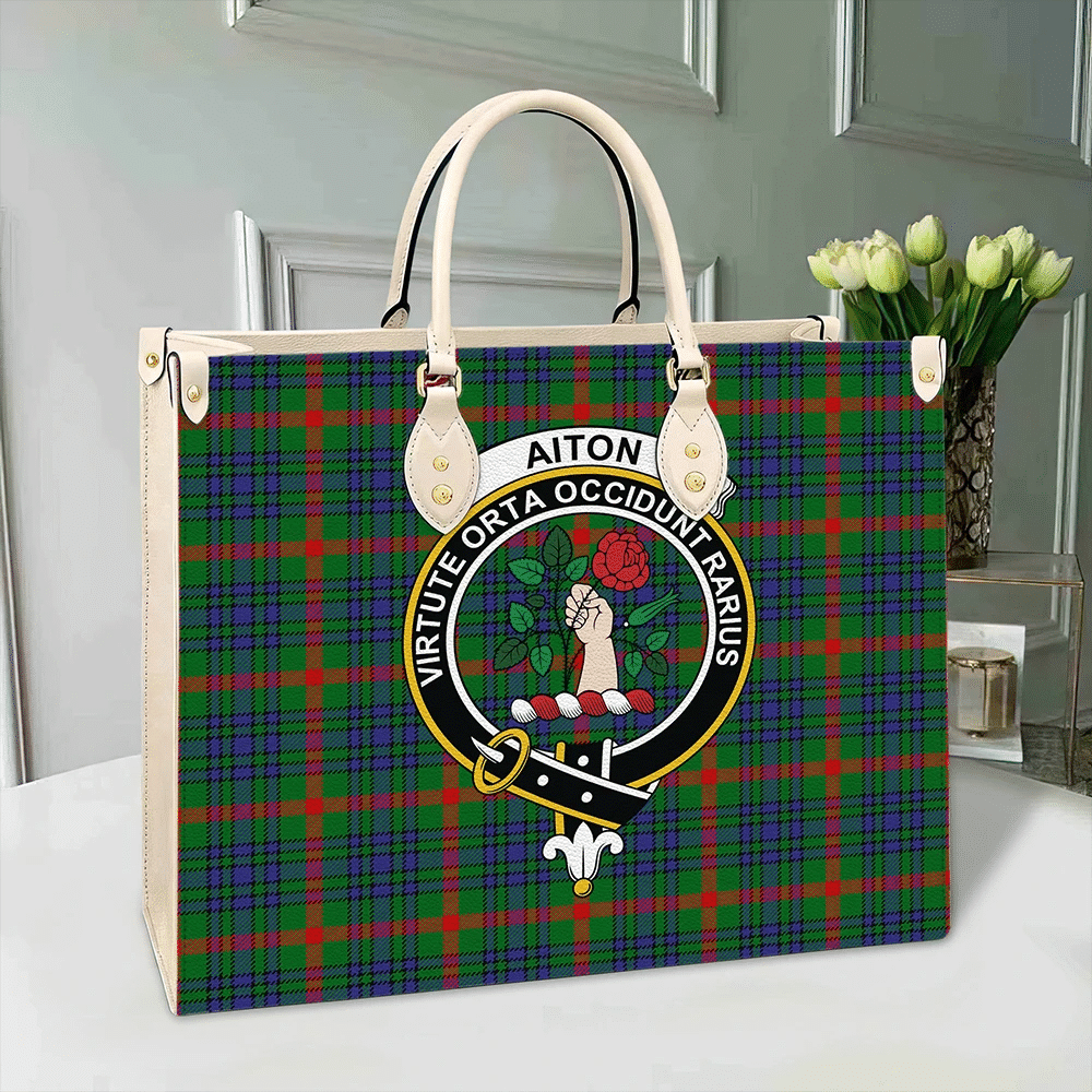 Aiton Tartan Crest Leather Bag