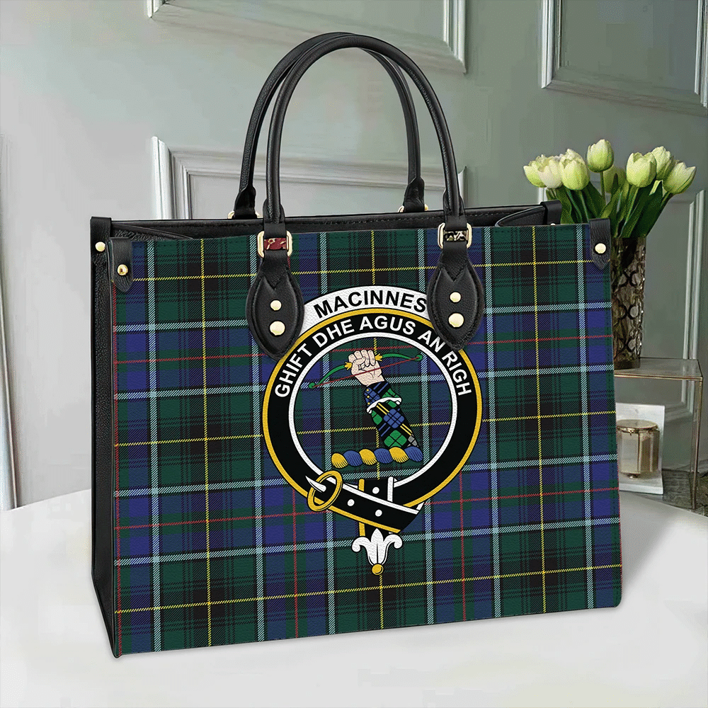 MacInnes Modern Tartan Crest Leather Bag