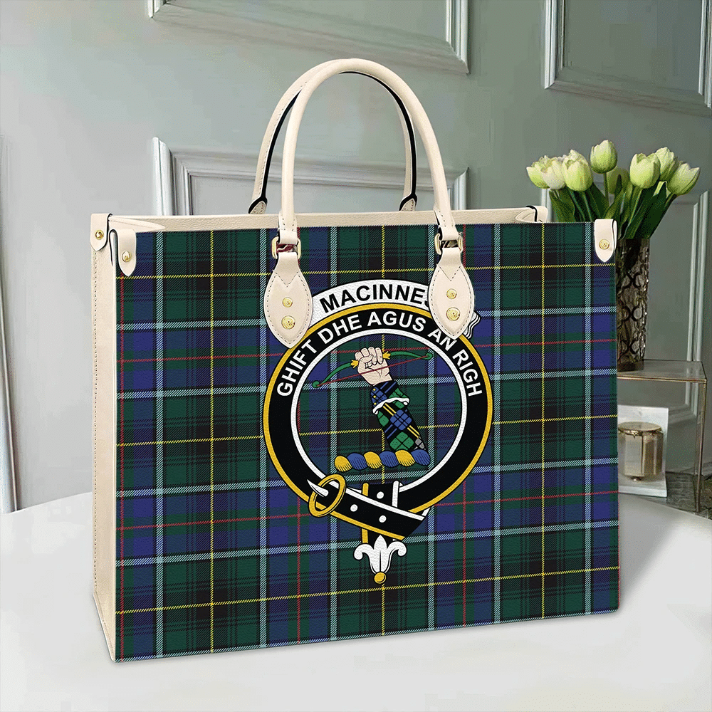 MacInnes Modern Tartan Crest Leather Bag