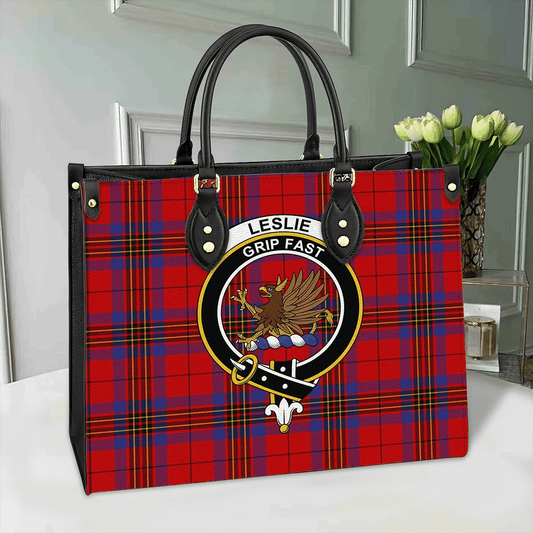 Leslie Modern Tartan Crest Leather Bag