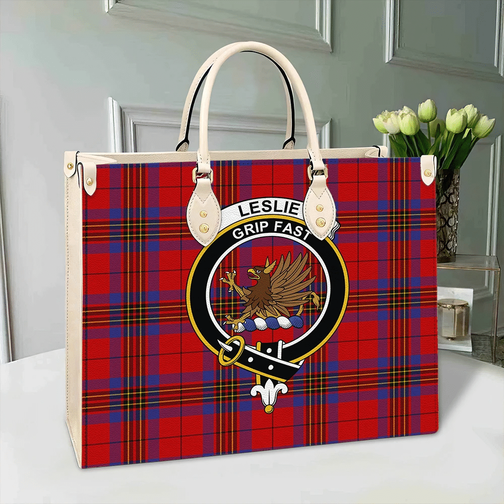 Leslie Modern Tartan Crest Leather Bag