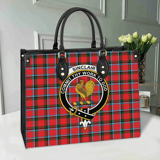 Sinclair Modern Tartan Crest Leather Bag