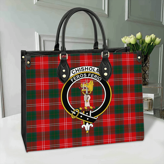 Chisholm Modern Tartan Crest Leather Bag