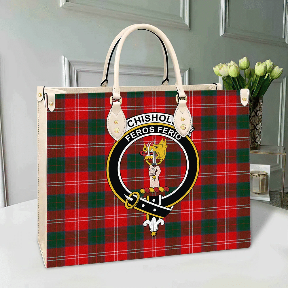 Chisholm Modern Tartan Crest Leather Bag