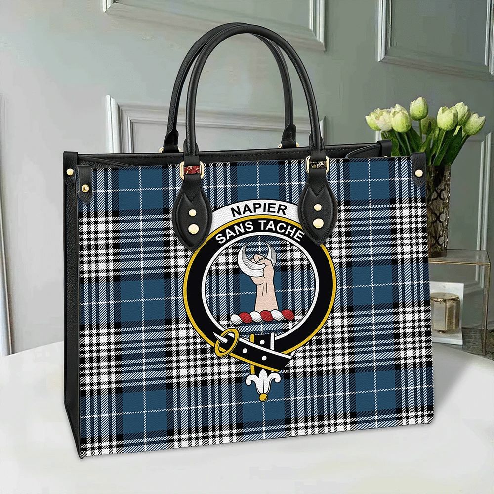 Napier Modern Tartan Crest Leather Bag