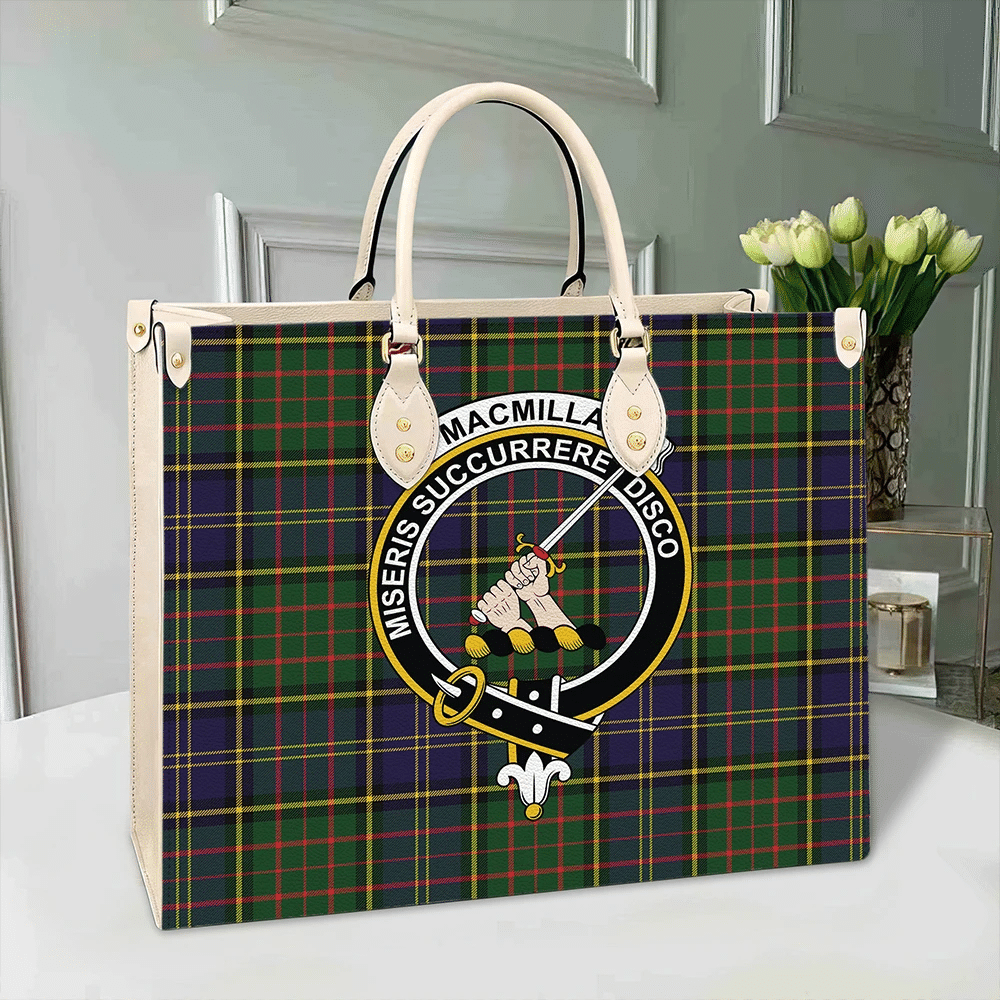 MacMillan Hunting Modern Tartan Crest Leather Bag