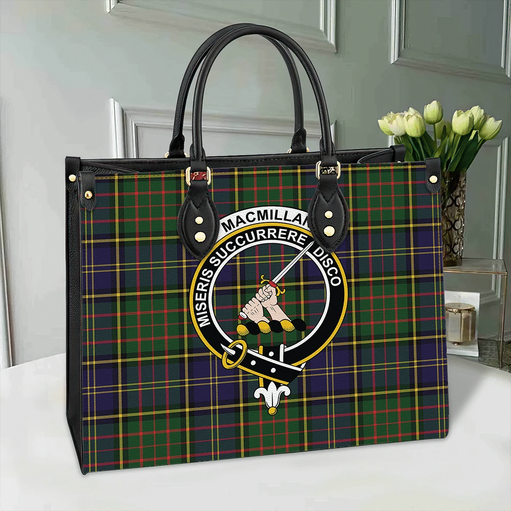 MacMillan Hunting Modern Tartan Crest Leather Bag