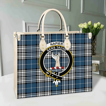 Napier Modern Tartan Crest Leather Bag