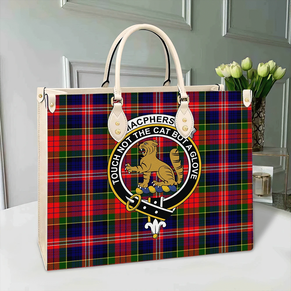 MacPherson Modern Tartan Crest Leather Bag