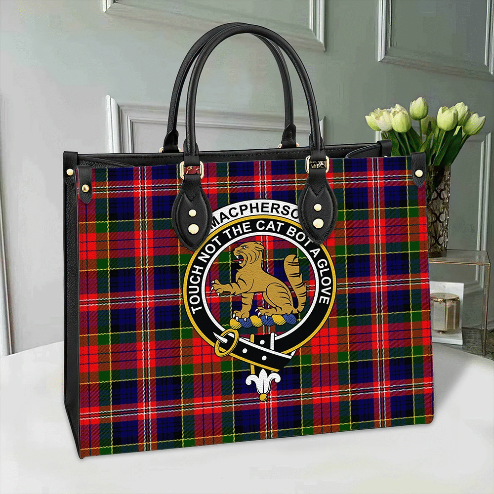 MacPherson Modern Tartan Crest Leather Bag