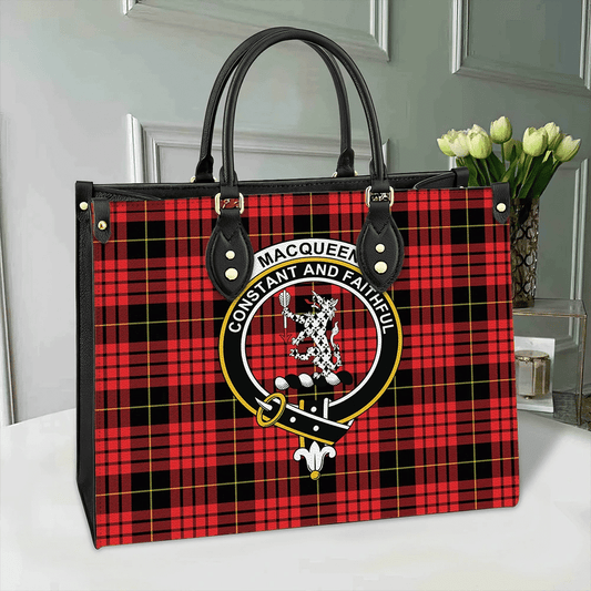 MacQueen Modern Tartan Crest Leather Bag