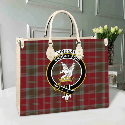 Lindsay Weathered Tartan Crest Leather Bag