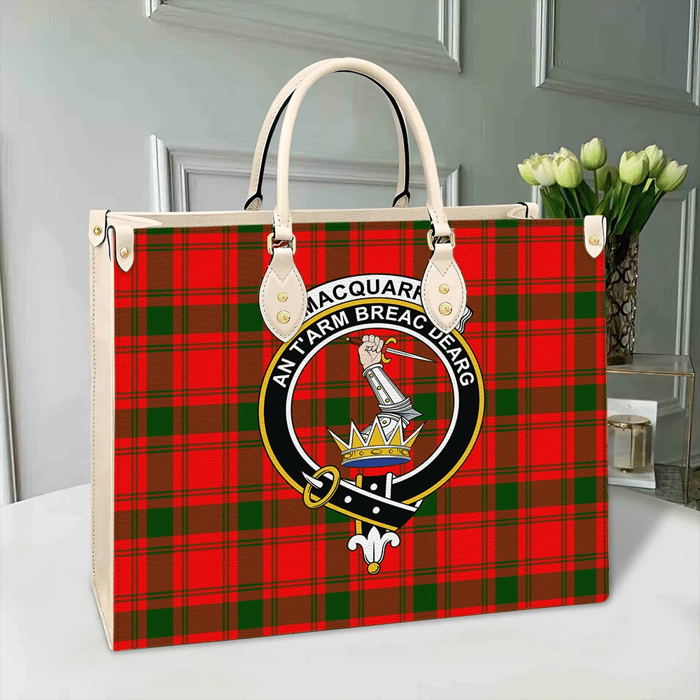 MacQuarrie Modern Tartan Crest Leather Bag