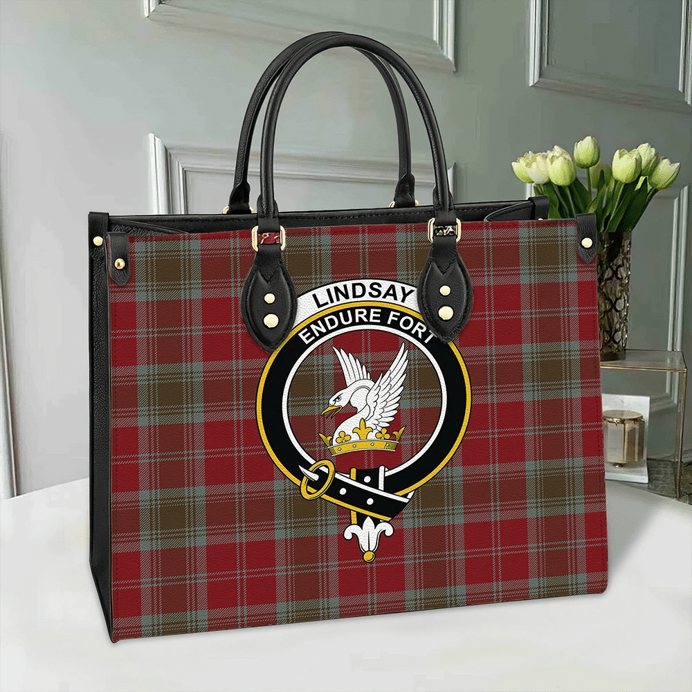 Lindsay Weathered Tartan Crest Leather Bag