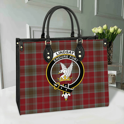 Lindsay Weathered Tartan Crest Leather Bag