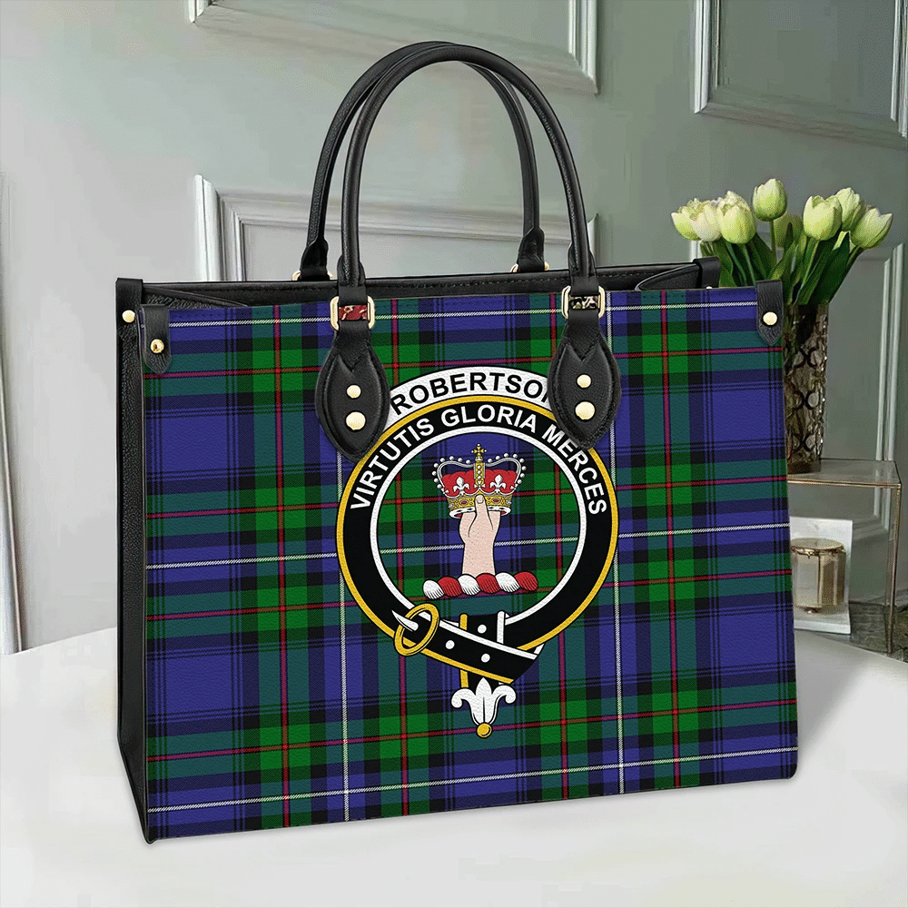 Robertson Hunting Modern Tartan Crest Leather Bag