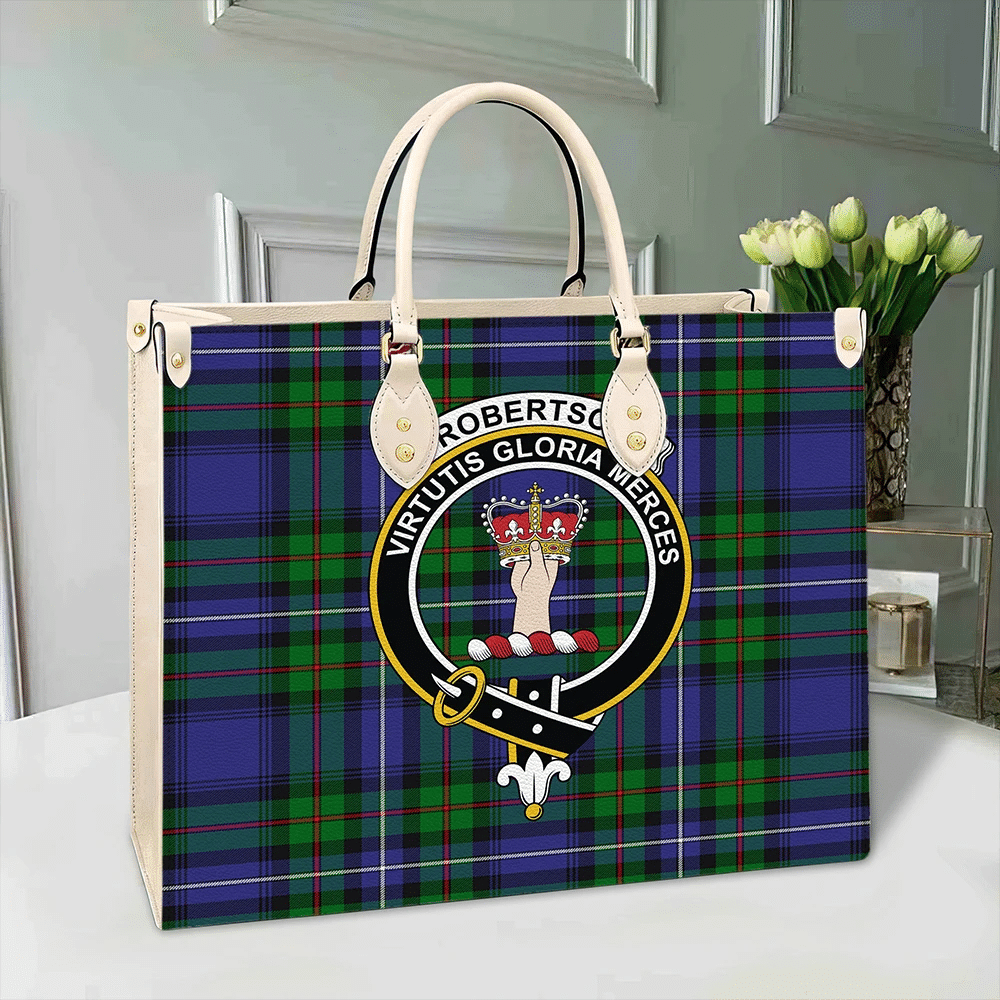 Robertson Hunting Modern Tartan Crest Leather Bag