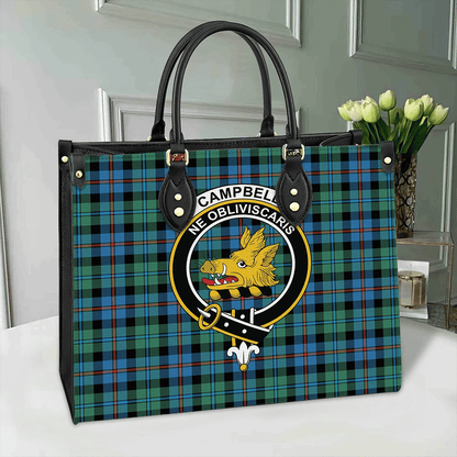 Campbell of Cawdor Ancient Tartan Crest Leather Bag