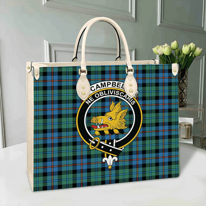 Campbell of Cawdor Ancient Tartan Crest Leather Bag