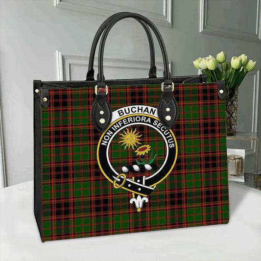 Buchan Modern Tartan Crest Leather Bag