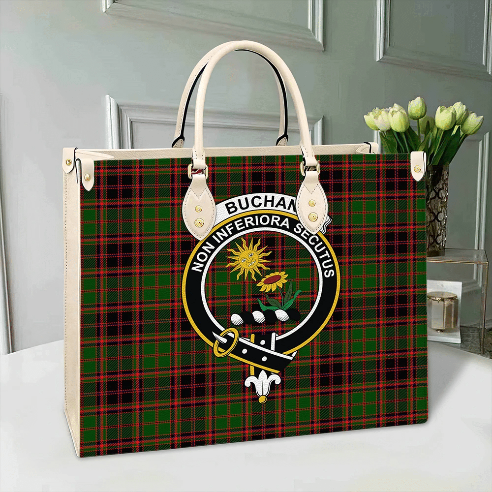 Buchan Modern Tartan Crest Leather Bag