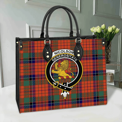 Nicolson Ancient Tartan Crest Leather Bag