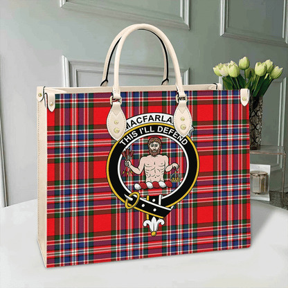 MacFarlane Modern Tartan Crest Leather Bag