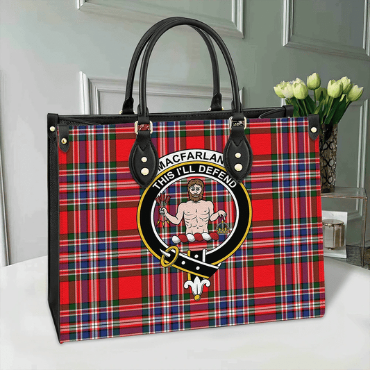 MacFarlane Modern Tartan Crest Leather Bag