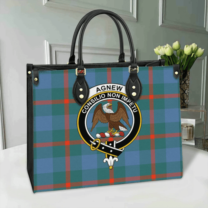 Agnew Ancient Tartan Crest Leather Bag