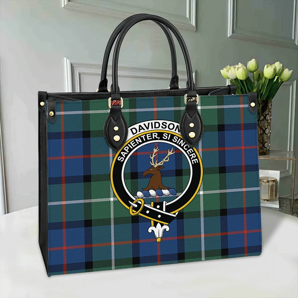 Davidson of Tulloch Tartan Crest Leather Bag