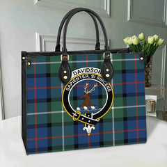 Davidson of Tulloch Tartan Crest Leather Bag