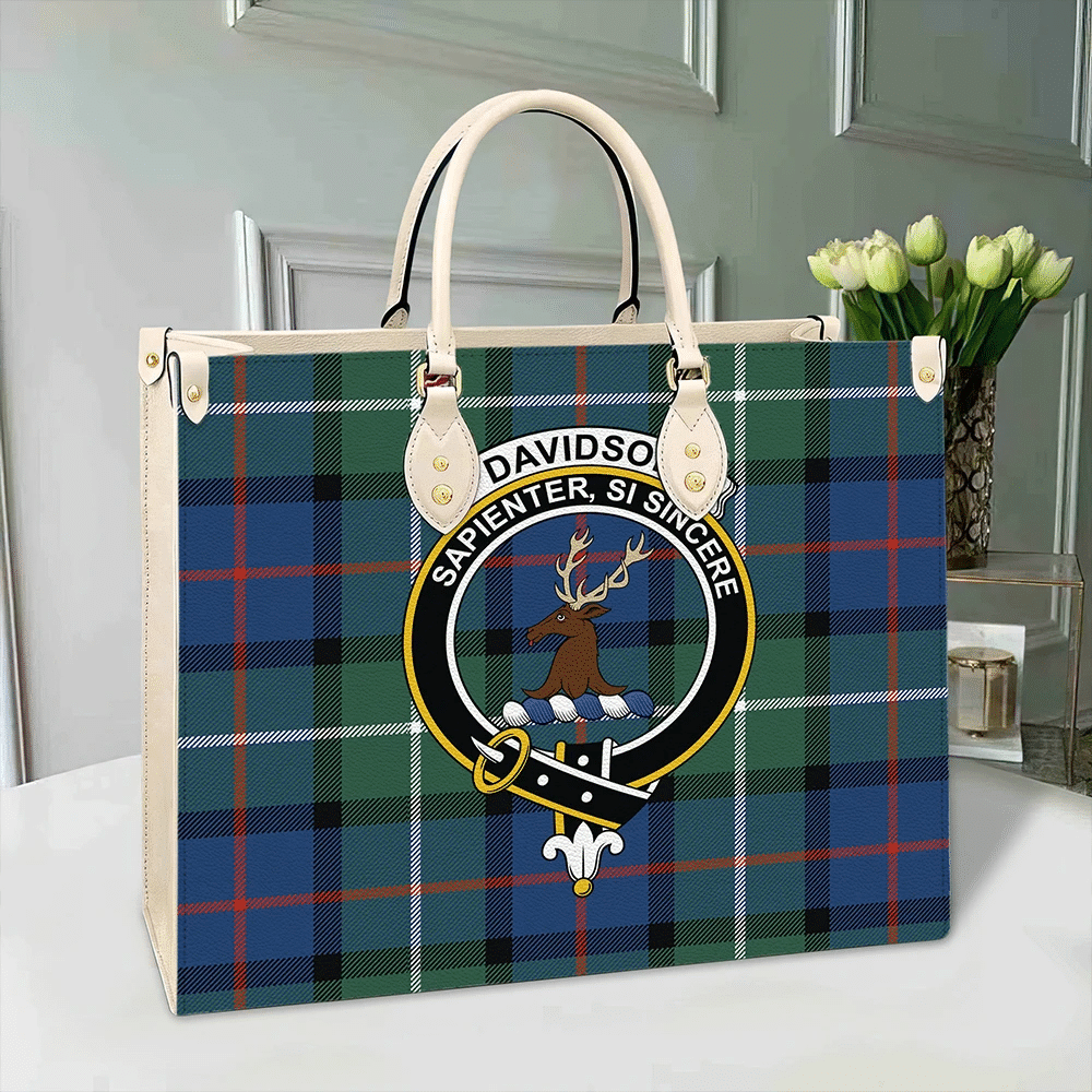 Davidson of Tulloch Tartan Crest Leather Bag