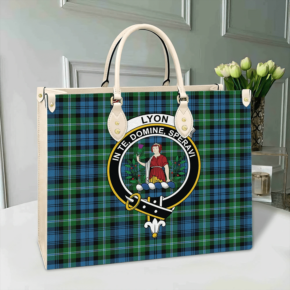 Lyon Clan Tartan Crest Leather Bag