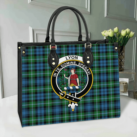 Lyon Clan Tartan Crest Leather Bag