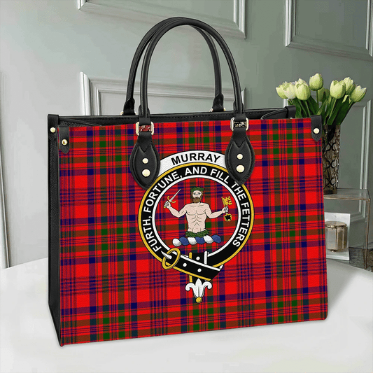 Murray of Tulloch Modern Tartan Crest Leather Bag