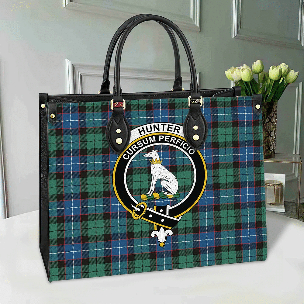 Hunter Ancient Tartan Crest Leather Bag